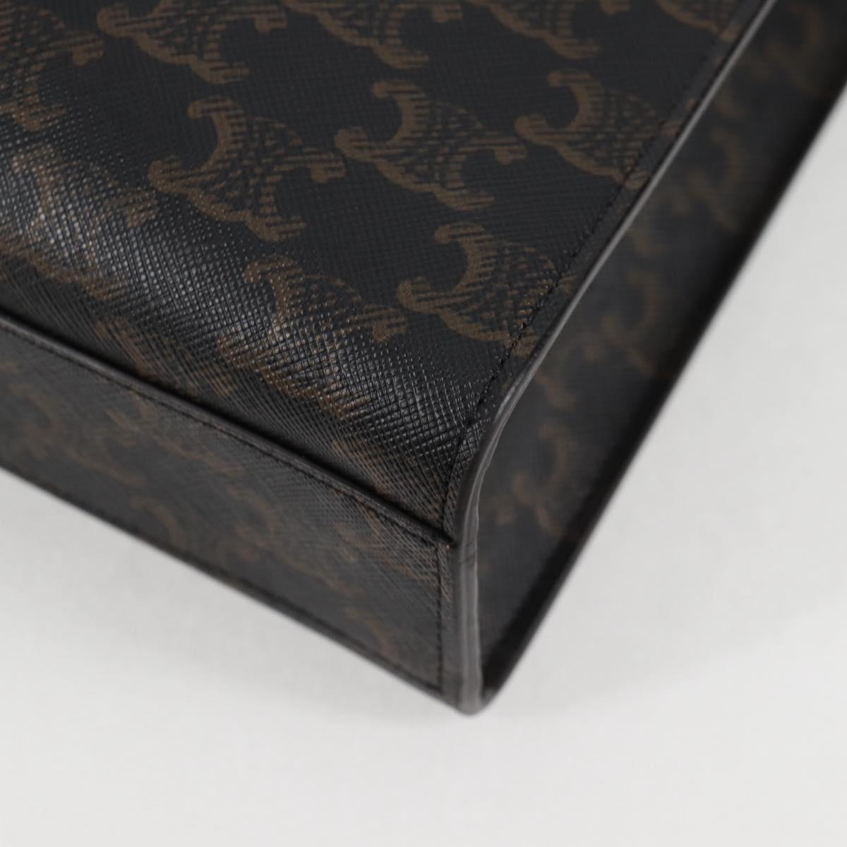 CELINE Triomphe Vertical Cabas Tote Bag PVC Leather Black Gold Auth nb490M