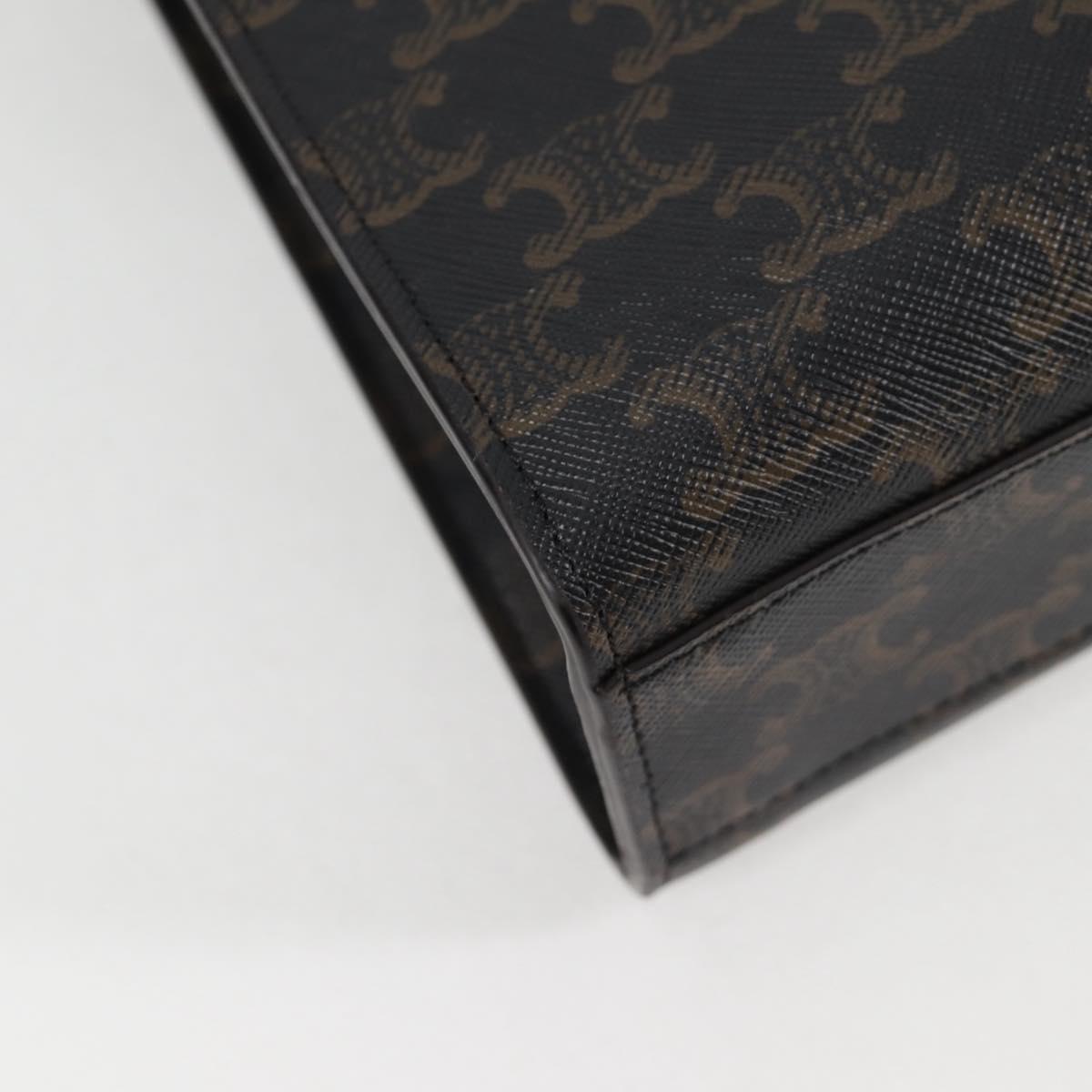 CELINE Triomphe Vertical Cabas Tote Bag PVC Leather Black Gold Auth nb490M