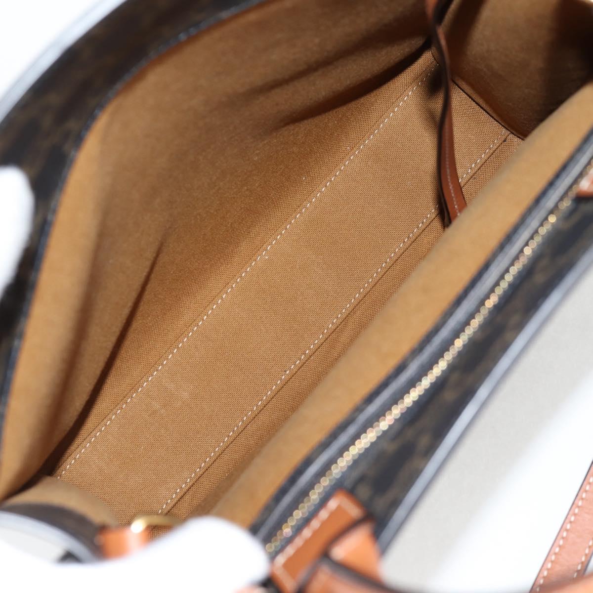 CELINE Triomphe Vertical Cabas Tote Bag PVC Leather Black Gold Auth nb490M