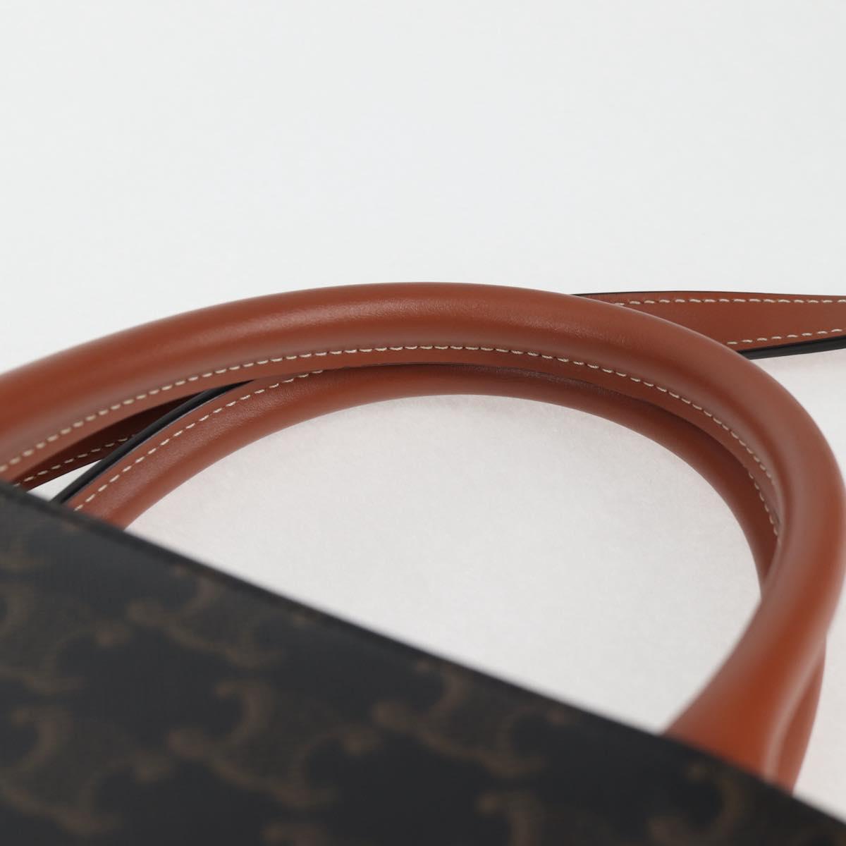 CELINE Triomphe Vertical Cabas Shoulder Bag PVC Leather Black Gold Auth nb491M