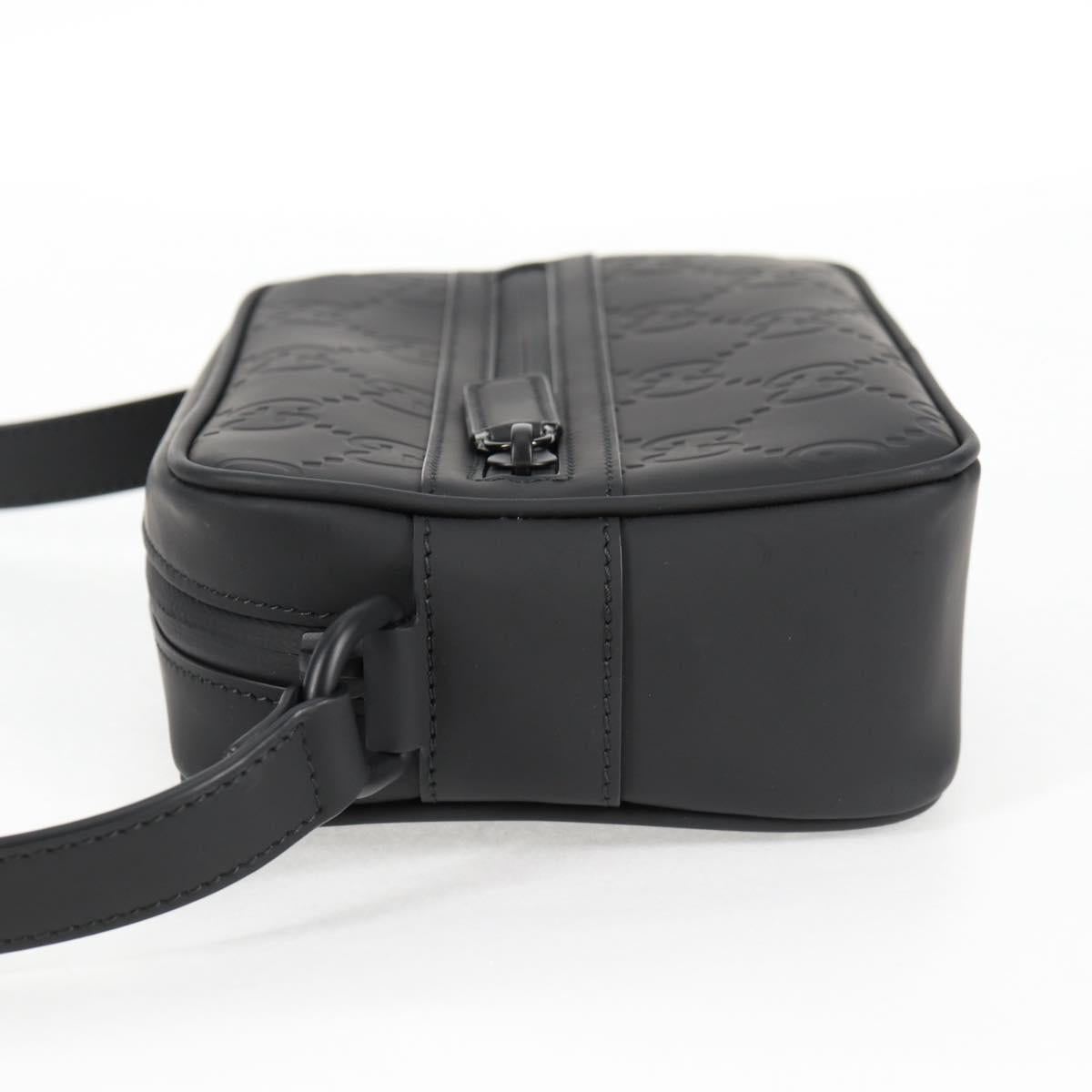 GUCCI Guccissima Shoulder Bag Leather Black 771321 Auth nb492M
