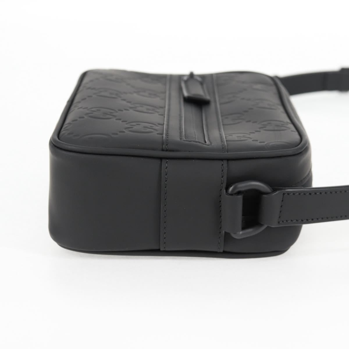 GUCCI Guccissima Shoulder Bag Leather Black 771321 Auth nb492M