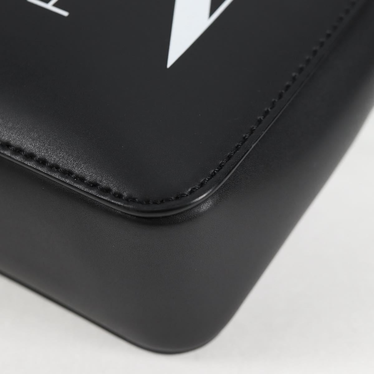 VALENTINO Shoulder Bag Leather Black Silver Auth nb493M