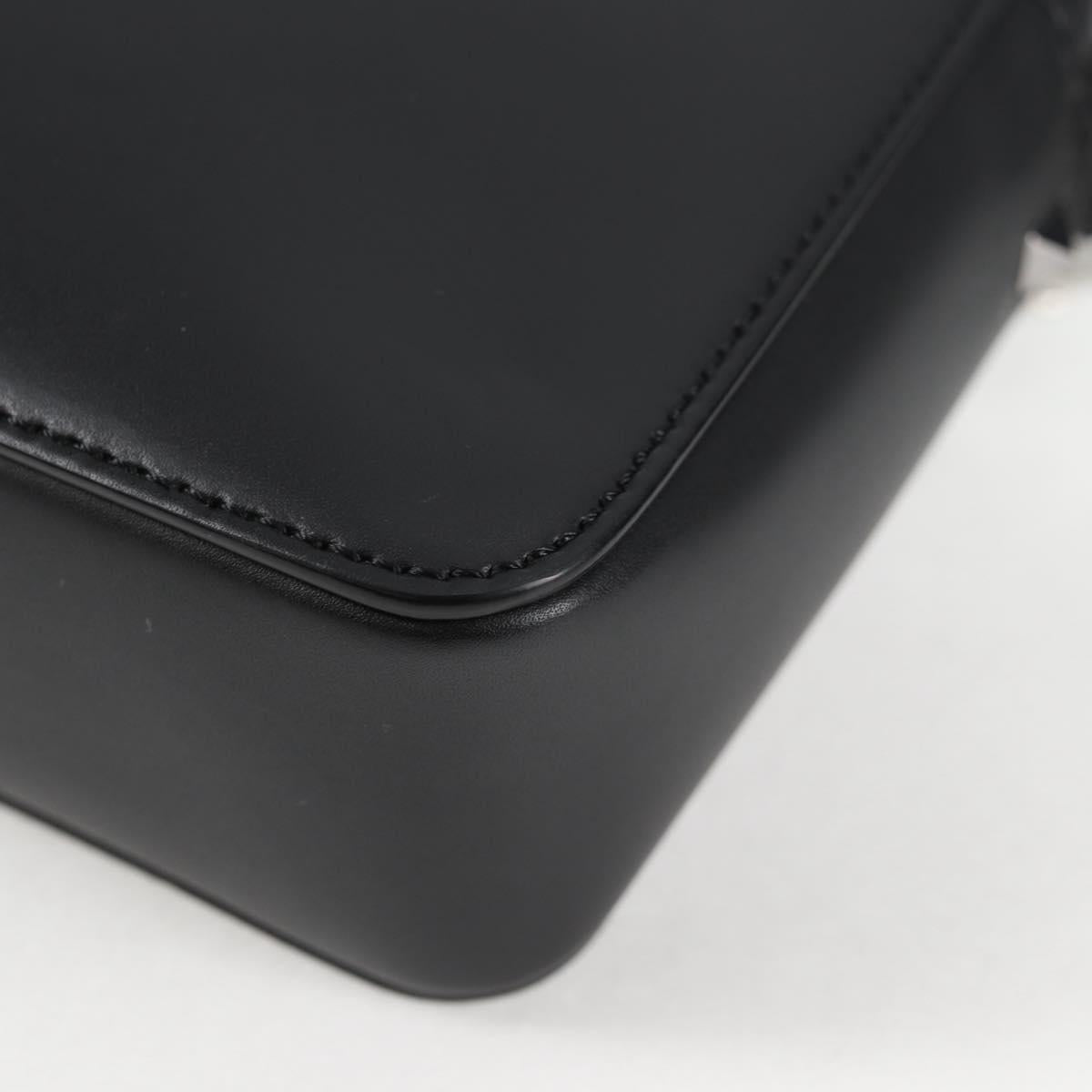 VALENTINO Shoulder Bag Leather Black Silver Auth nb493M