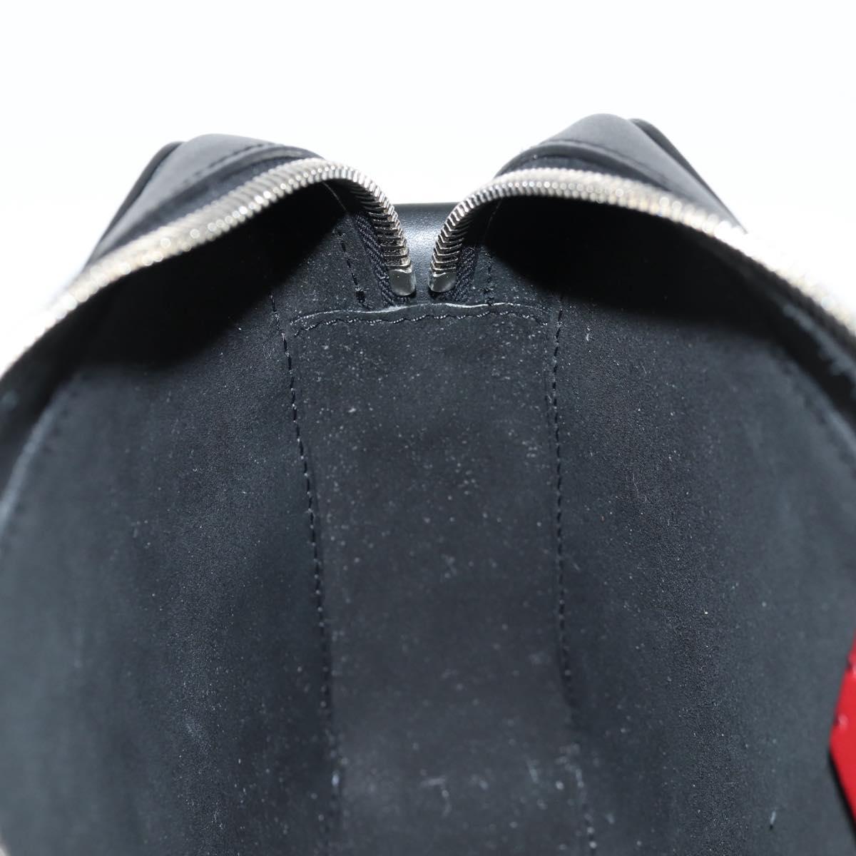 VALENTINO Shoulder Bag Leather Black Silver Auth nb493M