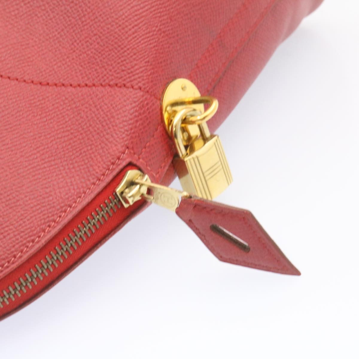 HERMES Bolide 37 Hand Bag Leather Red Auth nh122A