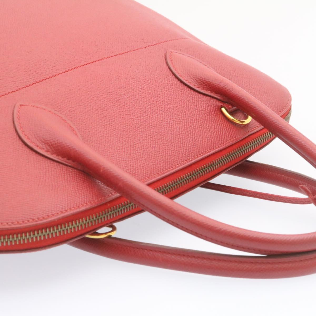 HERMES Bolide 37 Hand Bag Leather Red Auth nh122A