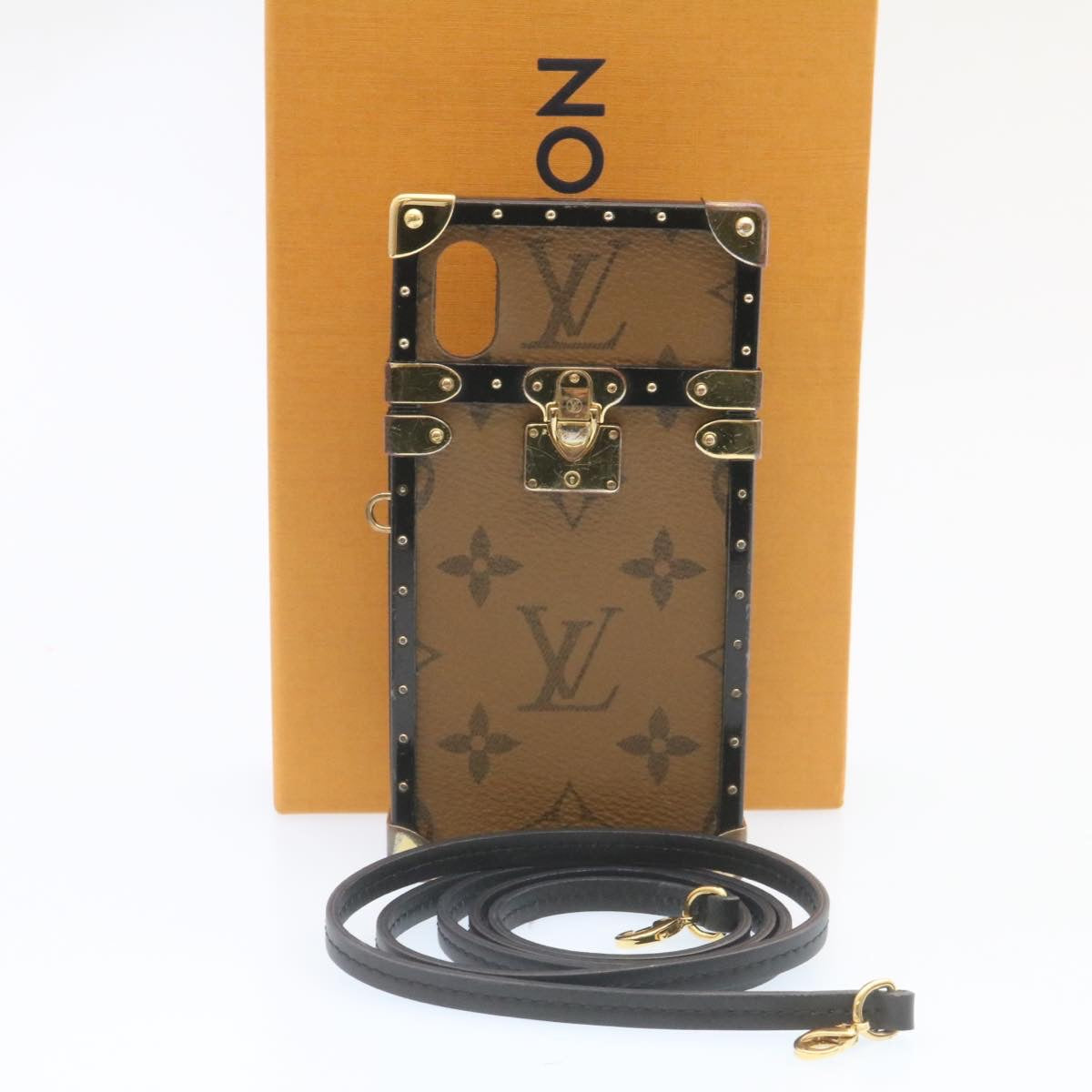 LOUIS VUITTON Monogram Reverse Eye Trunk iPhoneX Case M62619 LV Auth 35061