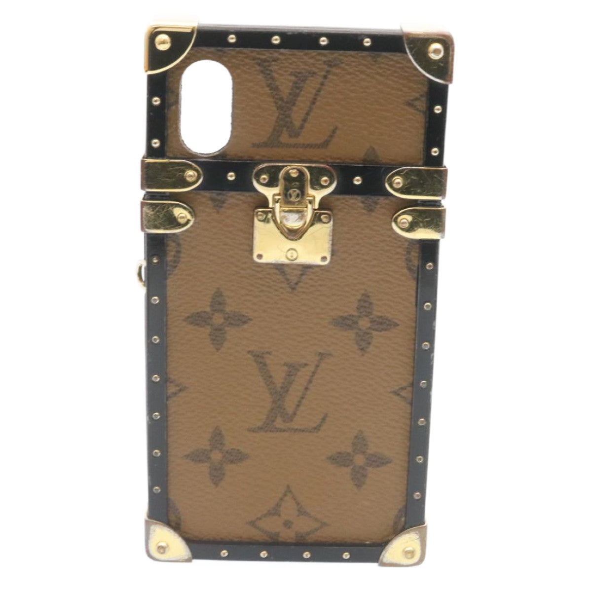 LOUIS VUITTON Monogram Reverse Eye Trunk iPhoneX Case M62619 LV Auth 35061