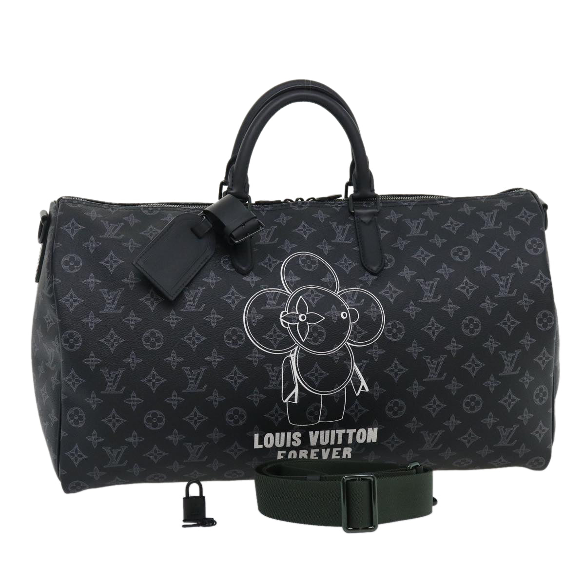 LOUIS VUITTON Monogram Eclipse Vivienne Keepall 50 Boston Bag M43683 Auth 34733A