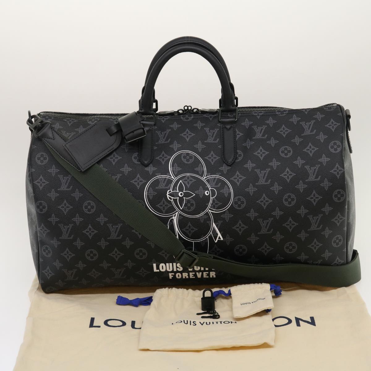 LOUIS VUITTON Monogram Eclipse Vivienne Keepall 50 Boston Bag M43683 Auth 34733A