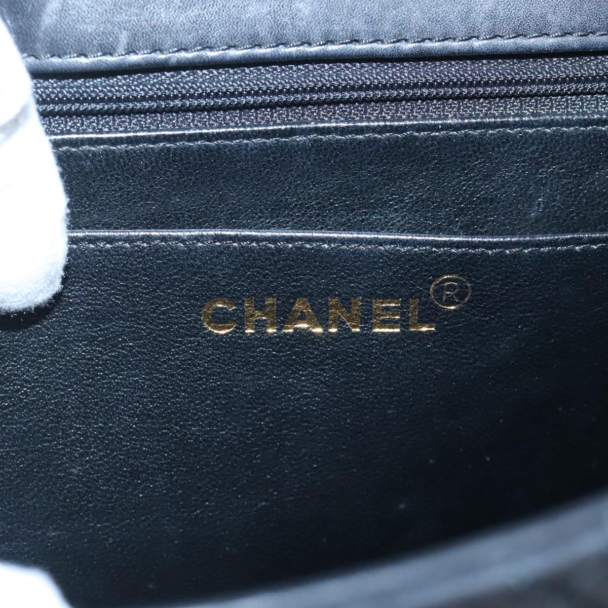 CHANEL Hand Bag Lamb Skin Black CC Auth PP003
