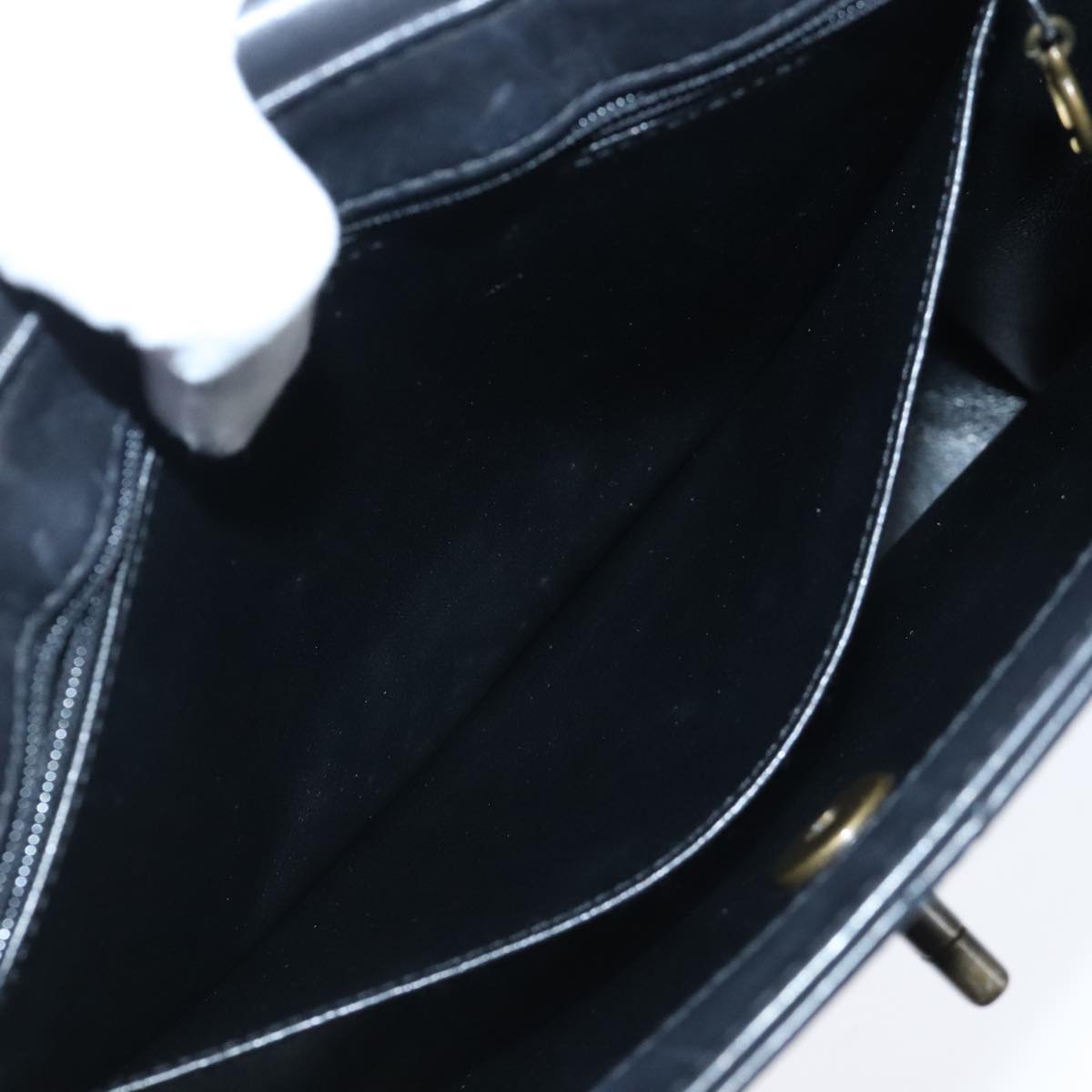 CHANEL Hand Bag Lamb Skin Black CC Auth PP003