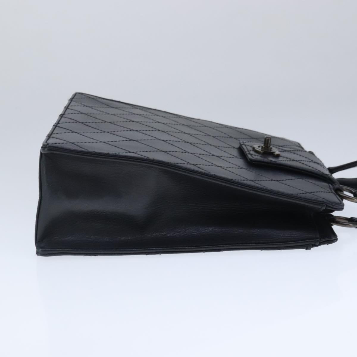 CHANEL Hand Bag Lamb Skin Black CC Auth PP003