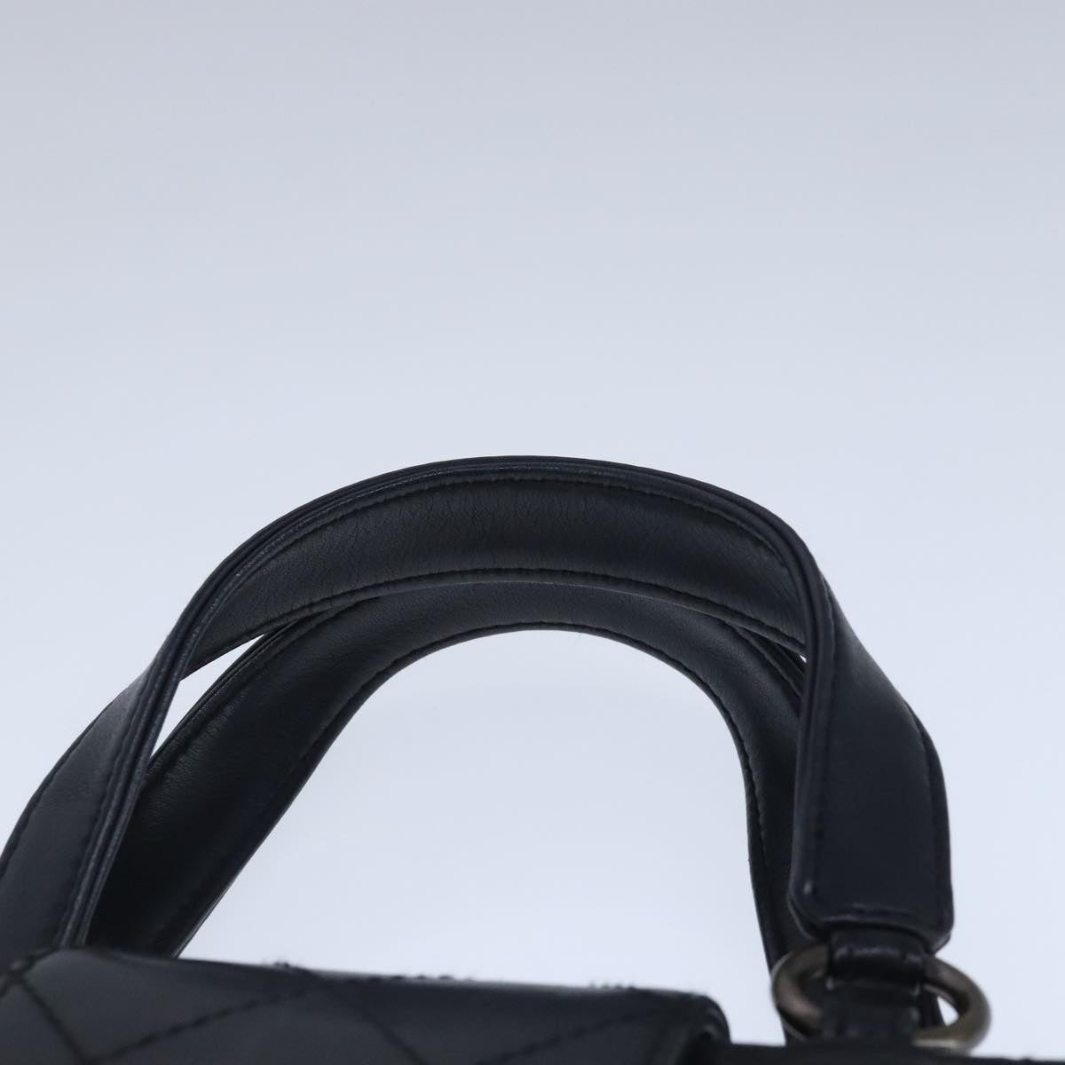 CHANEL Hand Bag Lamb Skin Black CC Auth PP003