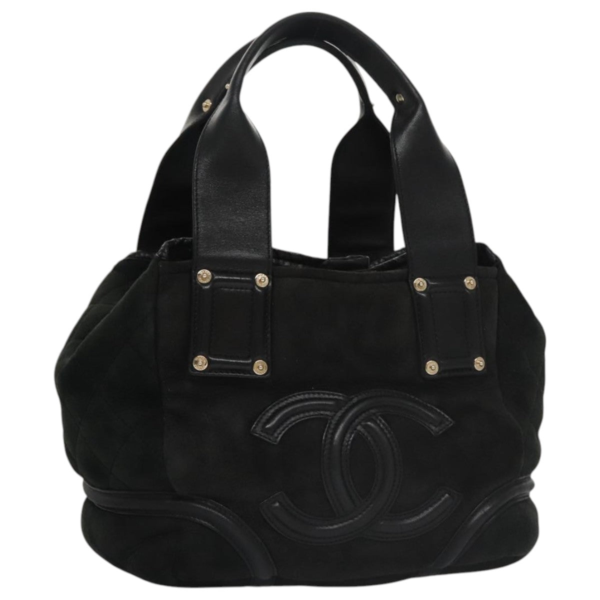 CHANEL Hand Bag Mouton Black CC Auth PP007