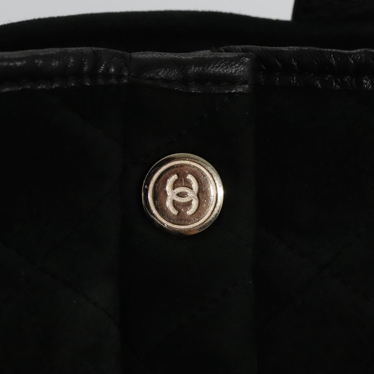 CHANEL Hand Bag Mouton Black CC Auth PP007