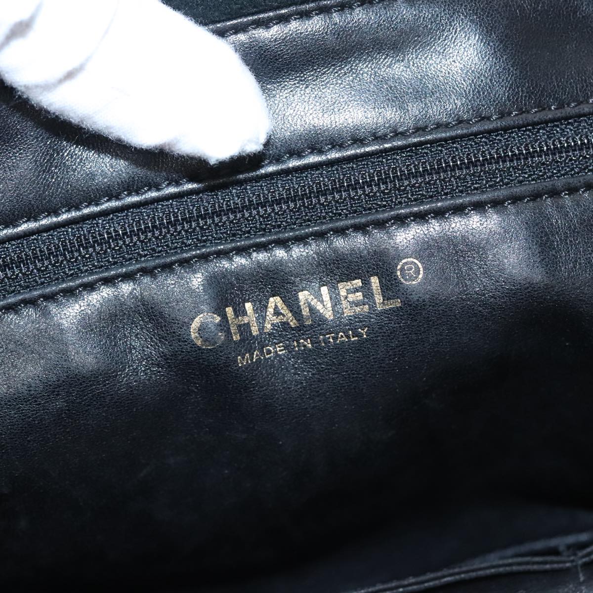 CHANEL Hand Bag Mouton Black CC Auth PP007