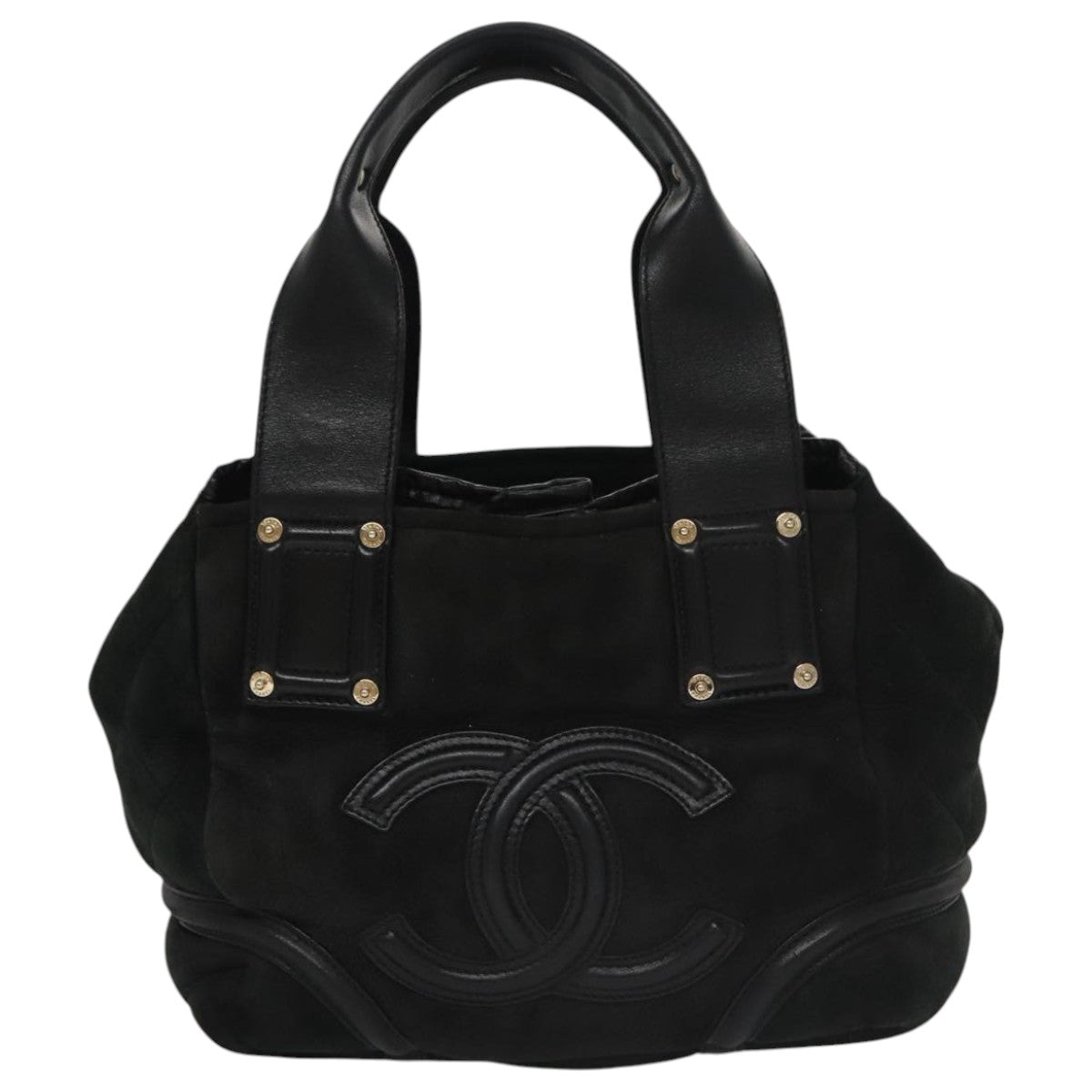 CHANEL Hand Bag Mouton Black CC Auth PP007