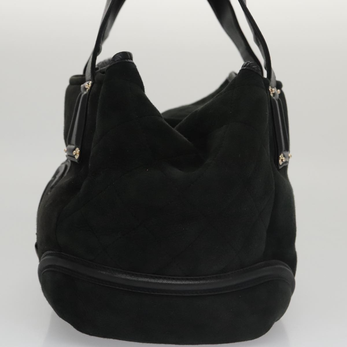 CHANEL Hand Bag Mouton Black CC Auth PP007