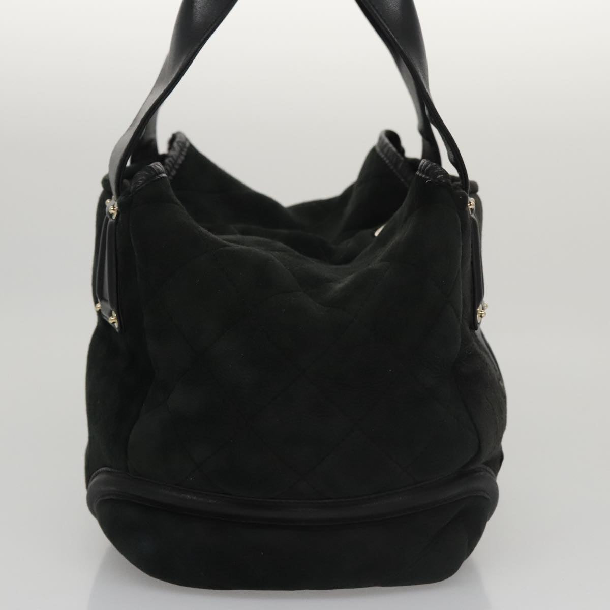 CHANEL Hand Bag Mouton Black CC Auth PP007