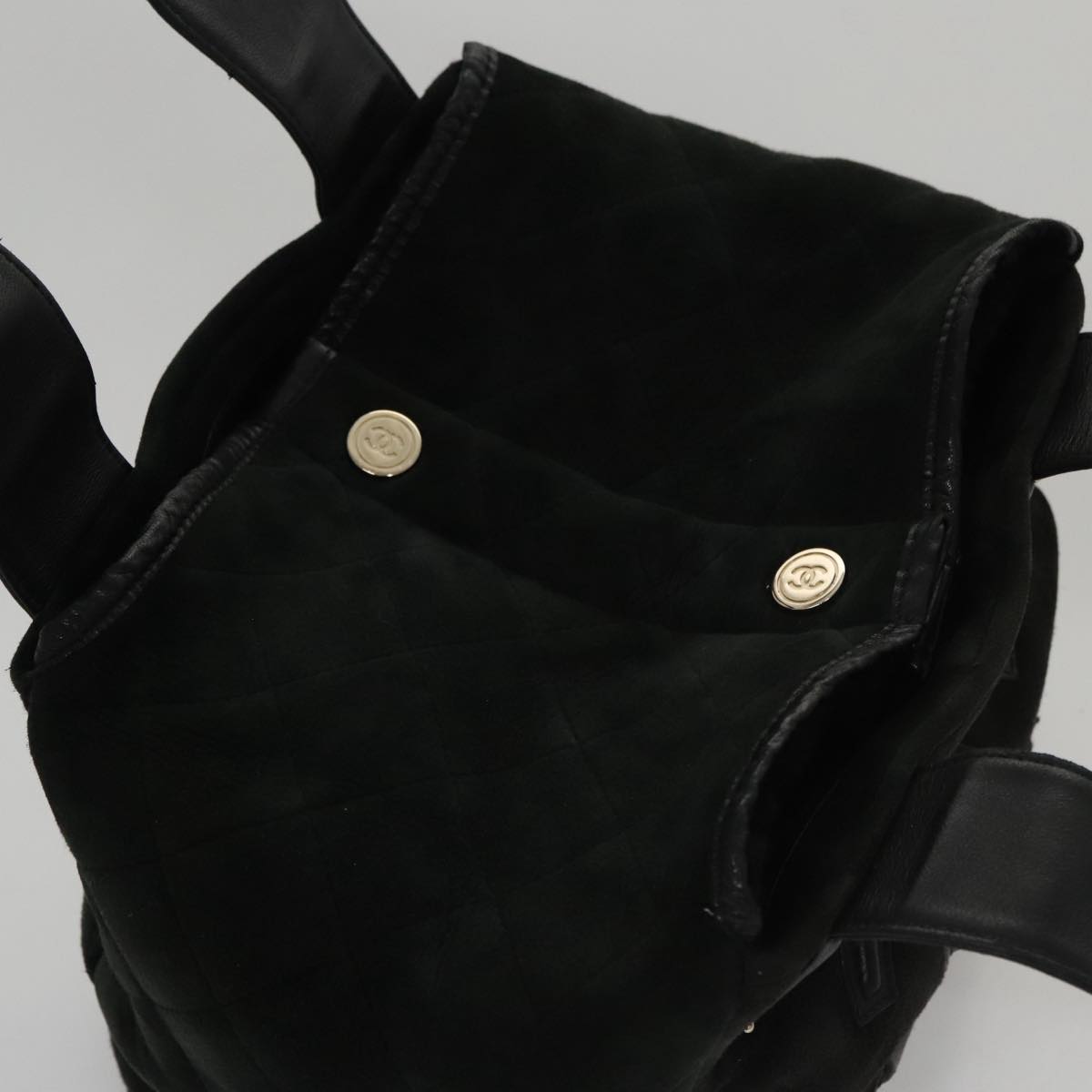 CHANEL Hand Bag Mouton Black CC Auth PP007