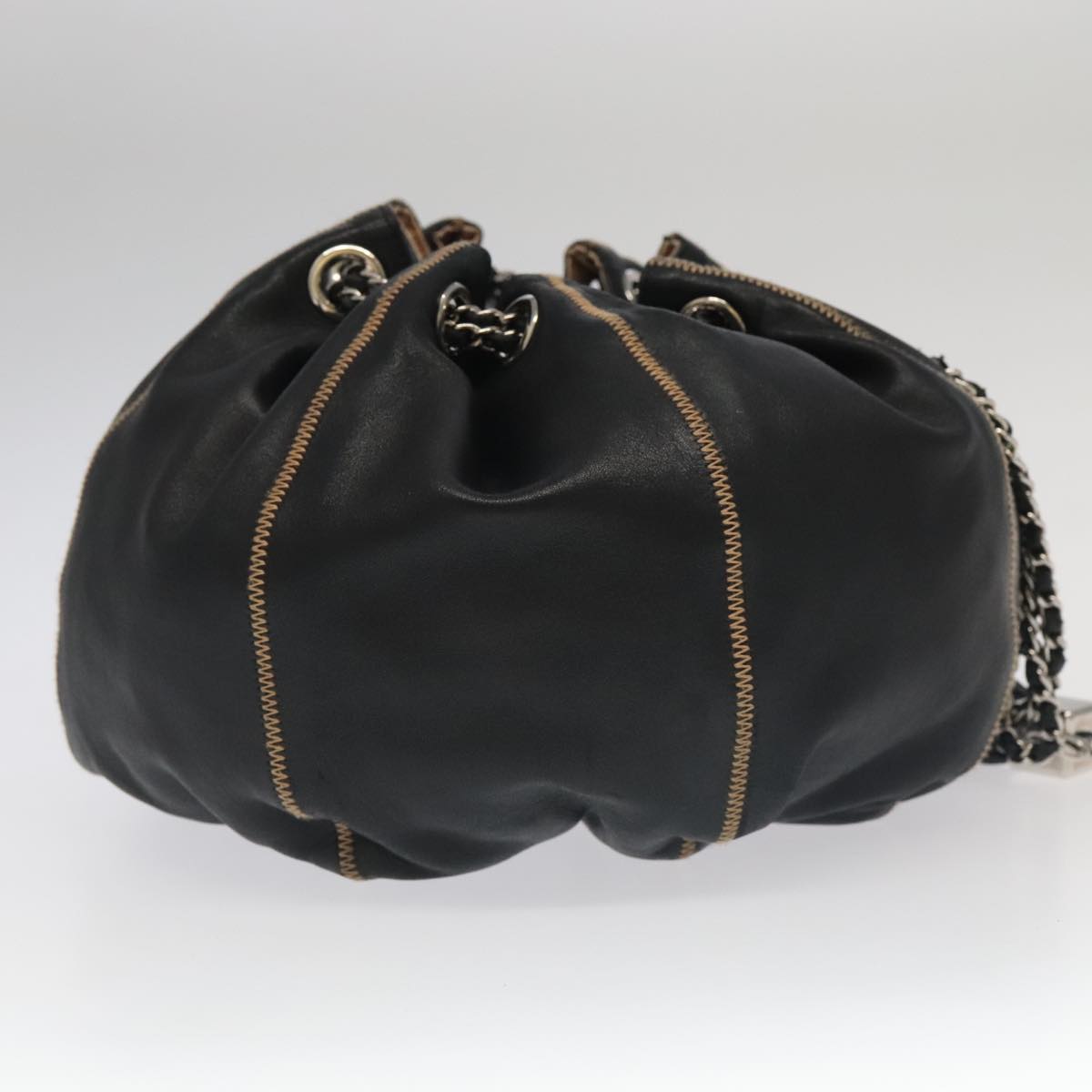CHANEL Chain Purse Shoulder Bag Lamb Skin Black CC Auth PP024