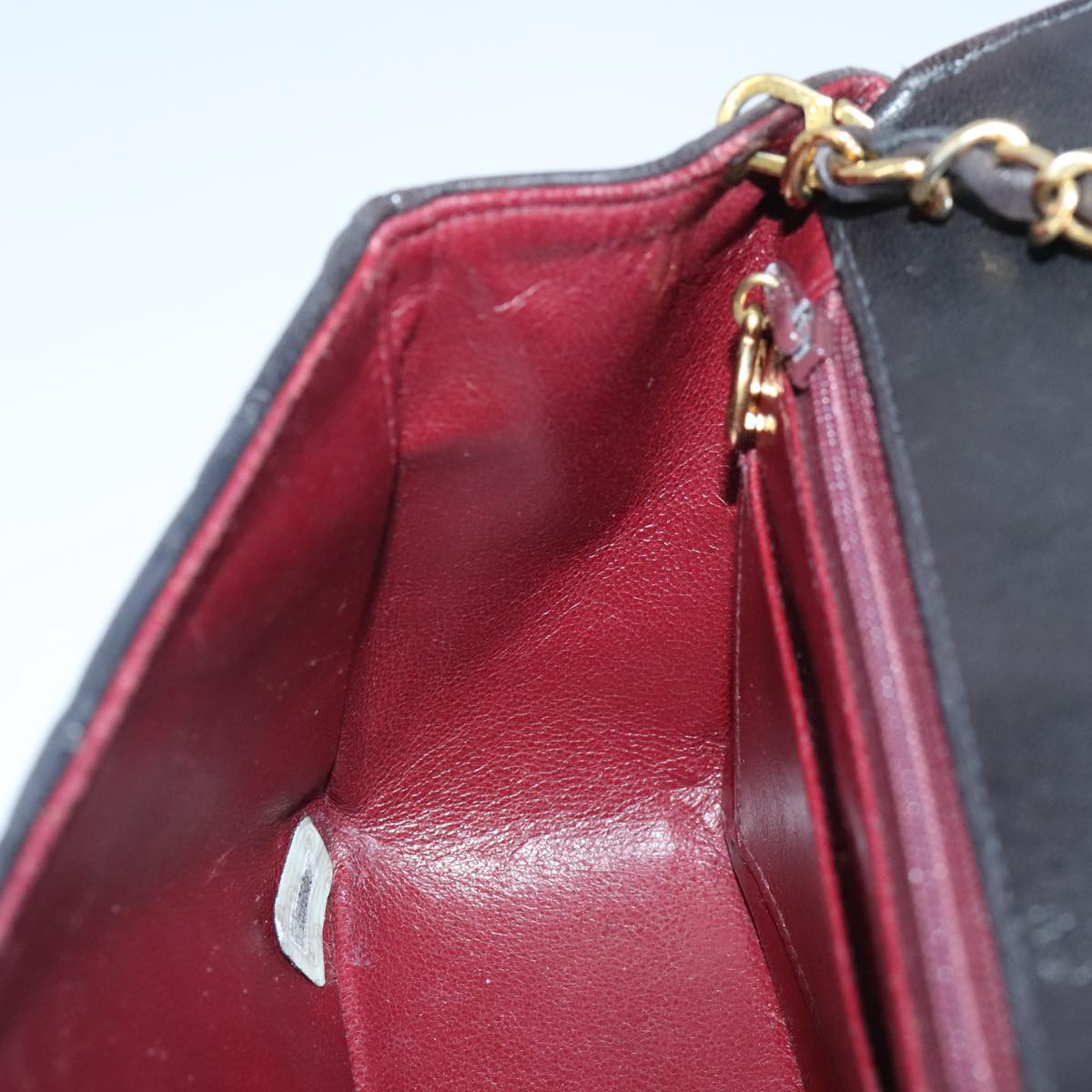 CHANEL Diana 22 Chain Shoulder Bag Lamb Skin Black Gold CC Auth PP029V