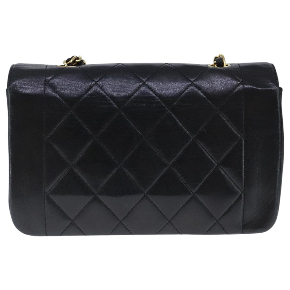 CHANEL Diana 22 Chain Shoulder Bag Lamb Skin Black Gold CC Auth PP029V