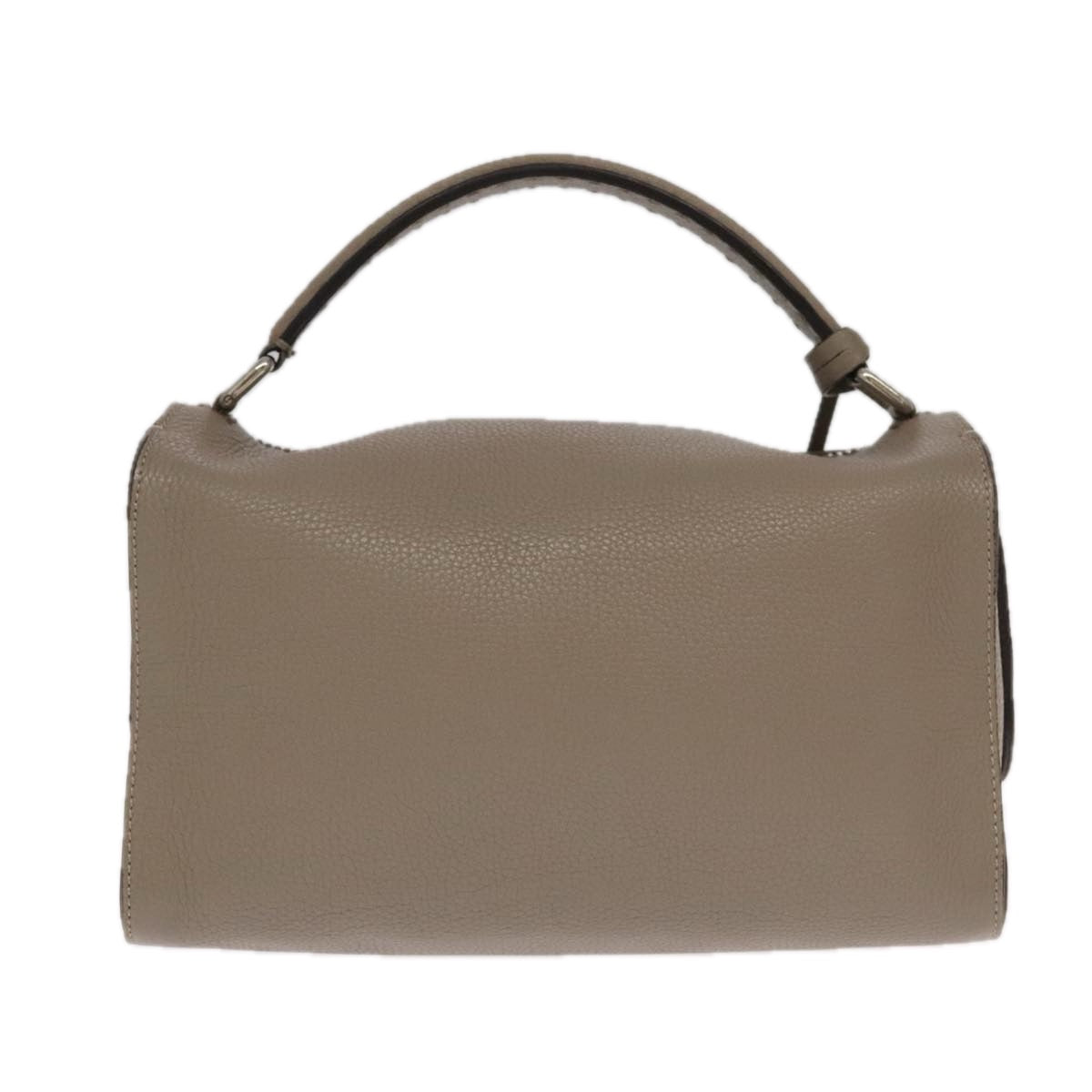 FENDI Hand Bag Leather 2way Gray Silver Auth PP053