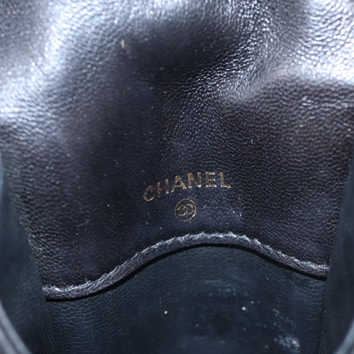 CHANEL Chain Pouch Lamb Skin Black CC Auth PP059