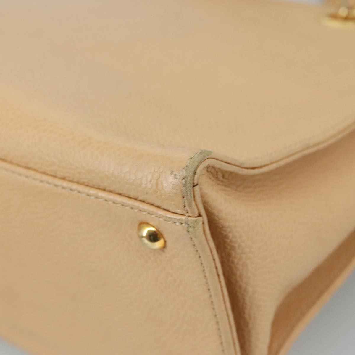 CHANEL Chain Shoulder Bag Caviar Skin Beige Gold CC Auth PP063V
