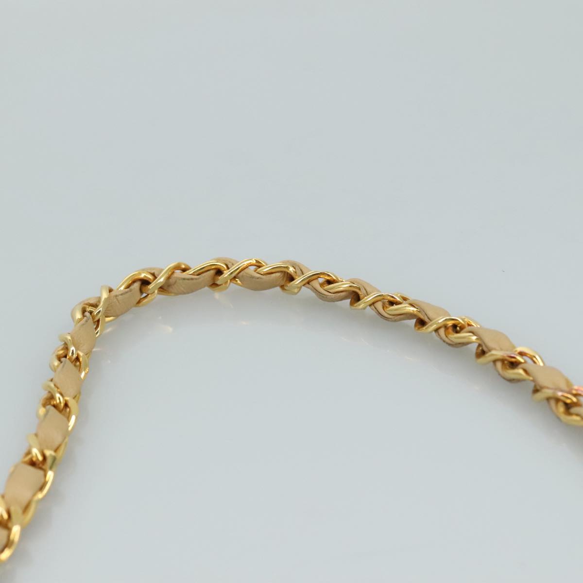 CHANEL Matelasse Chain Shoulder Bag Lamb Skin Beige Gold CC Auth PP077