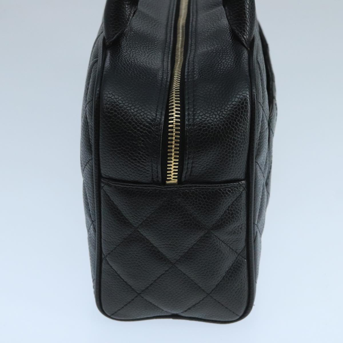 CHANEL Matelasse Hand Bag Caviar Skin Black CC Auth PP100A