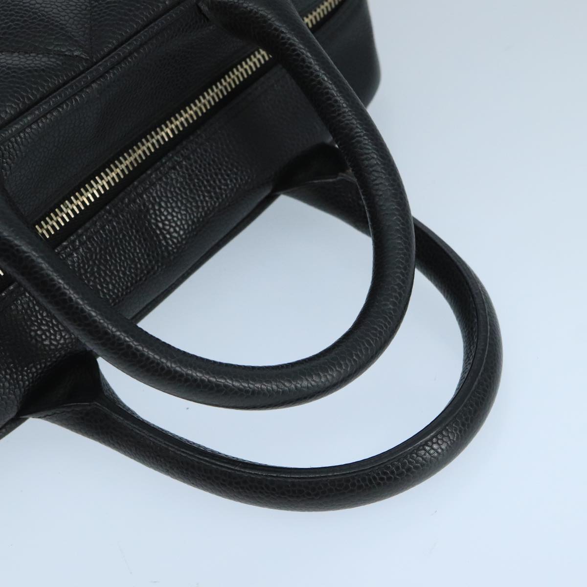 CHANEL Matelasse Hand Bag Caviar Skin Black CC Auth PP100A