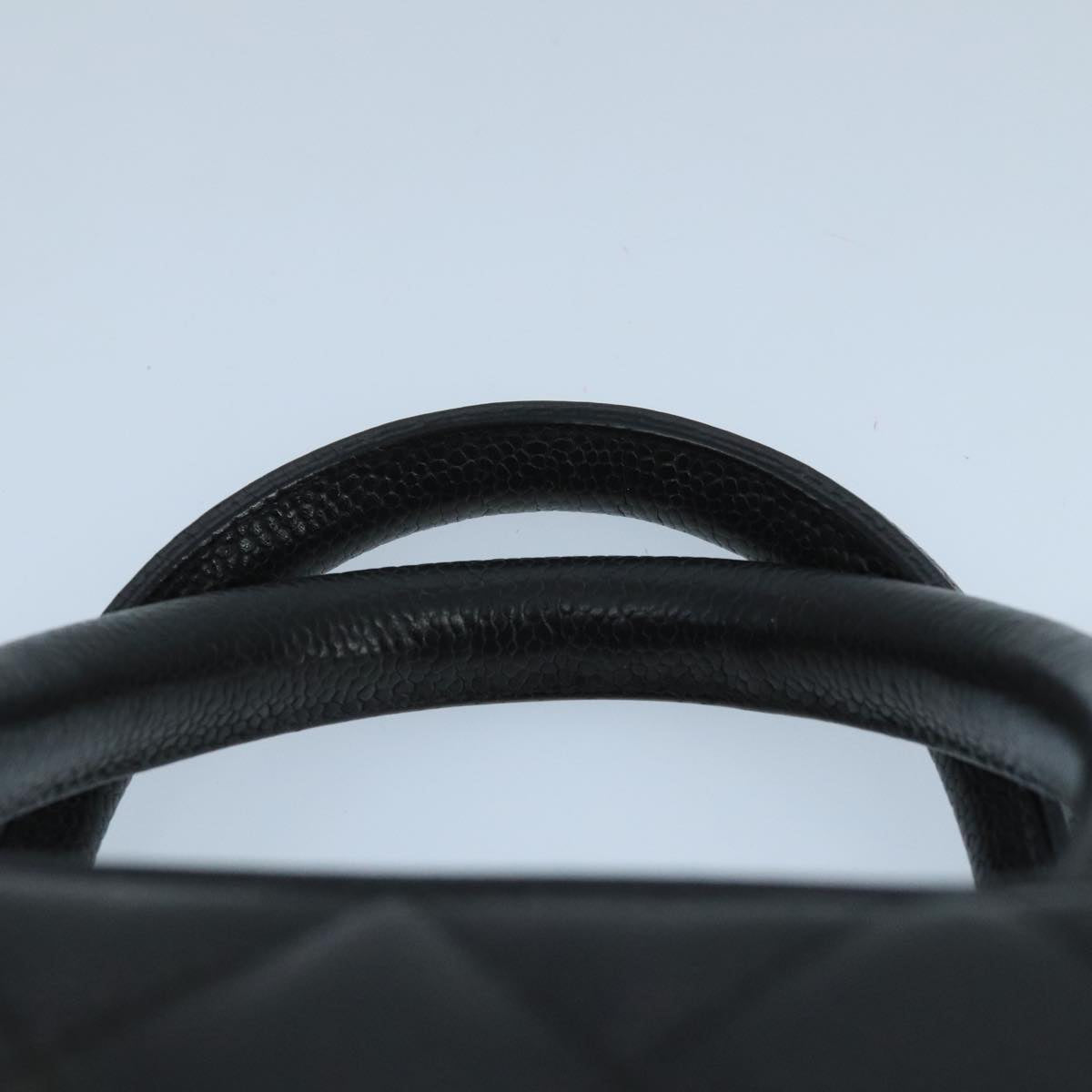CHANEL Matelasse Hand Bag Caviar Skin Black CC Auth PP100A
