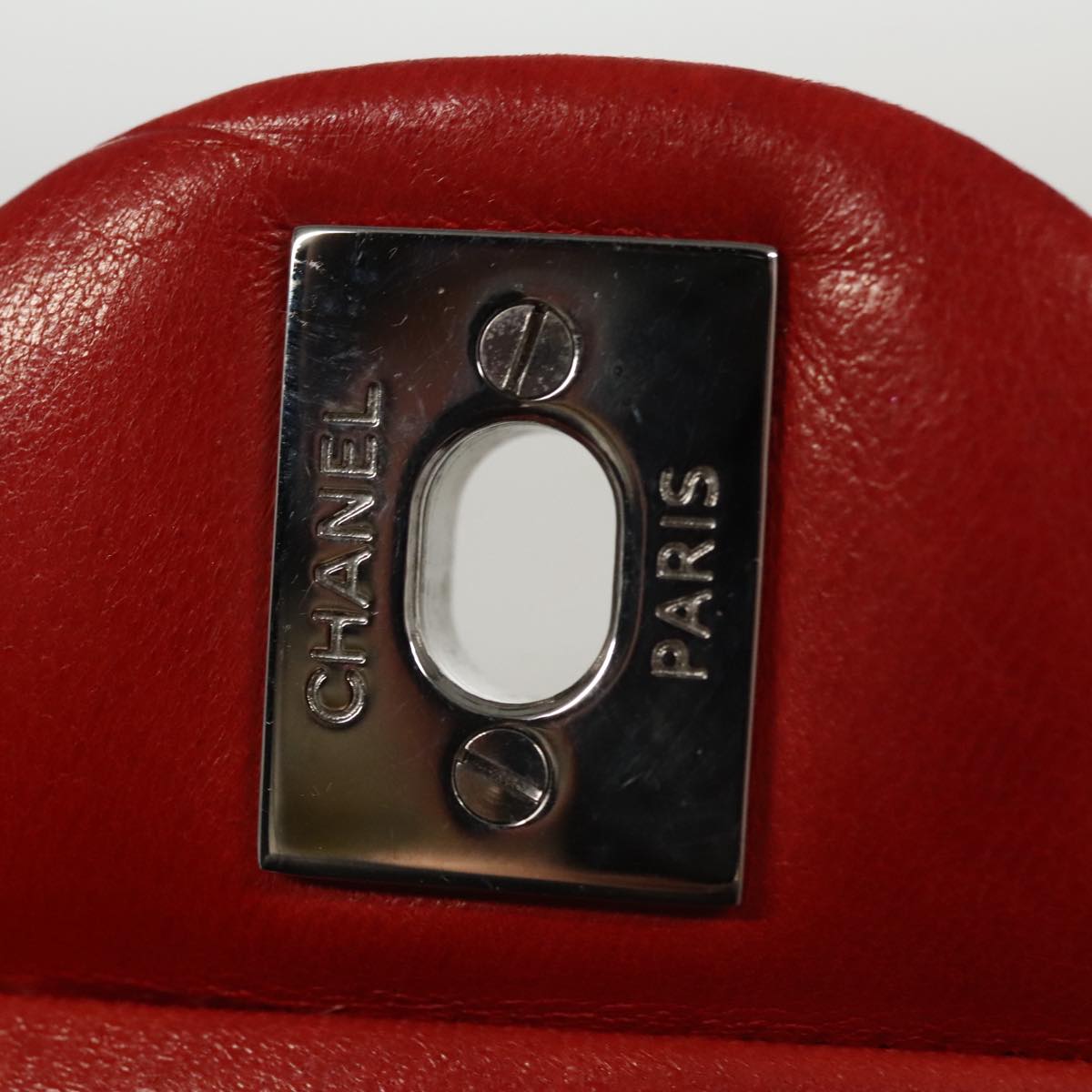 CHANEL Matelasse Chain Shoulder Bag Lamb Skin Orange Silver CC Auth PP105AM