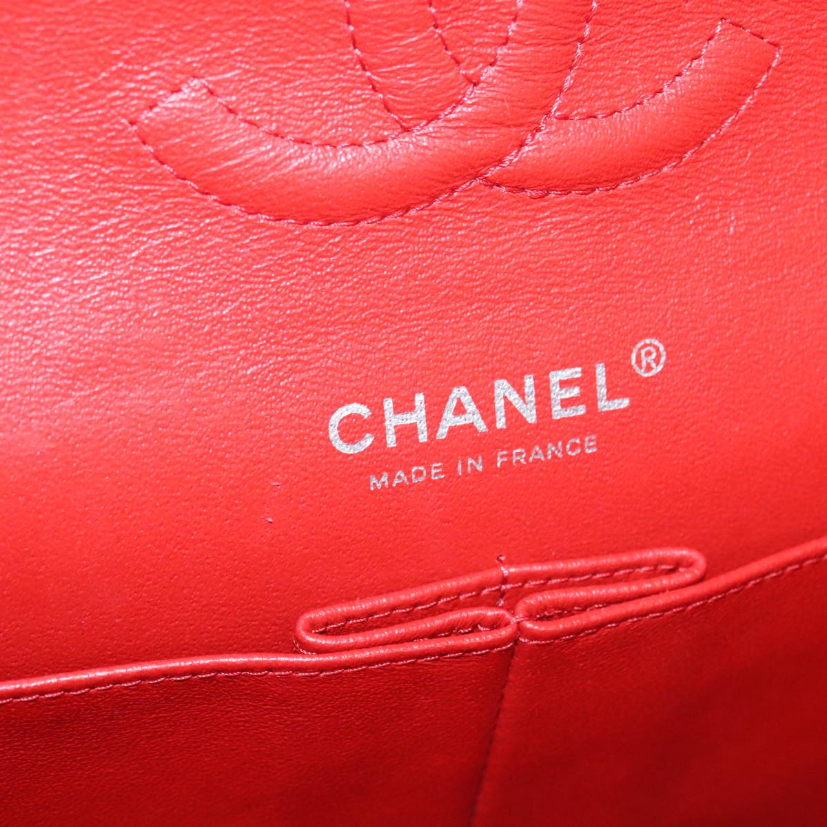 CHANEL Matelasse Chain Shoulder Bag Lamb Skin Orange Silver CC Auth PP105AM