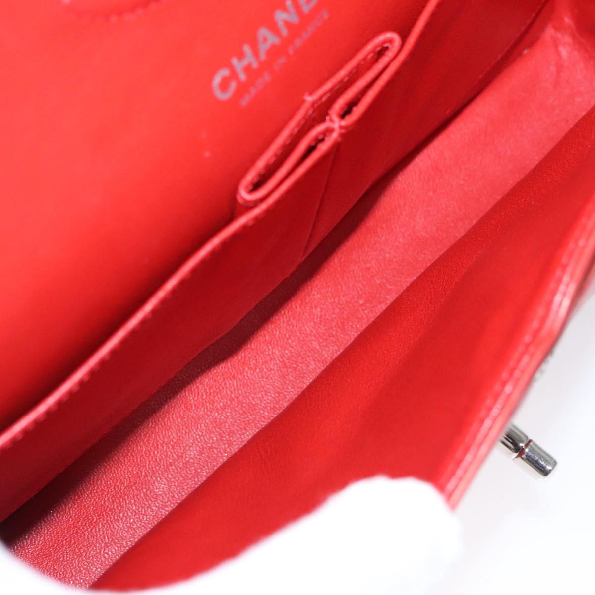 CHANEL Matelasse Chain Shoulder Bag Lamb Skin Orange Silver CC Auth PP105AM