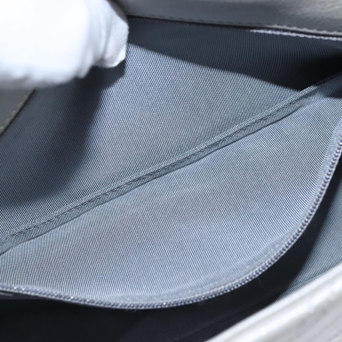 CHANEL Chain Shoulder Bag Leather Gray CC Auth PP141