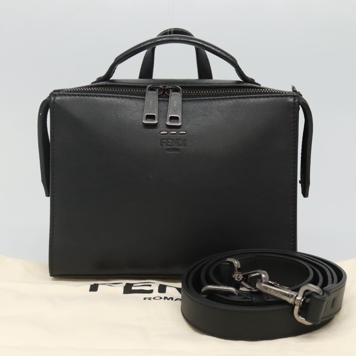 FENDI Hand Bag Leather 2way Black Auth PP274V