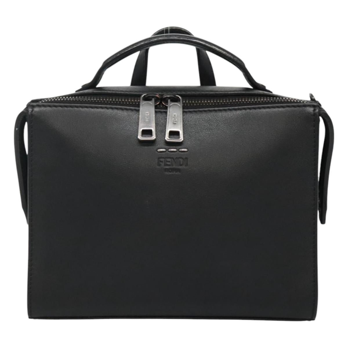 FENDI Hand Bag Leather 2way Black Auth PP274V