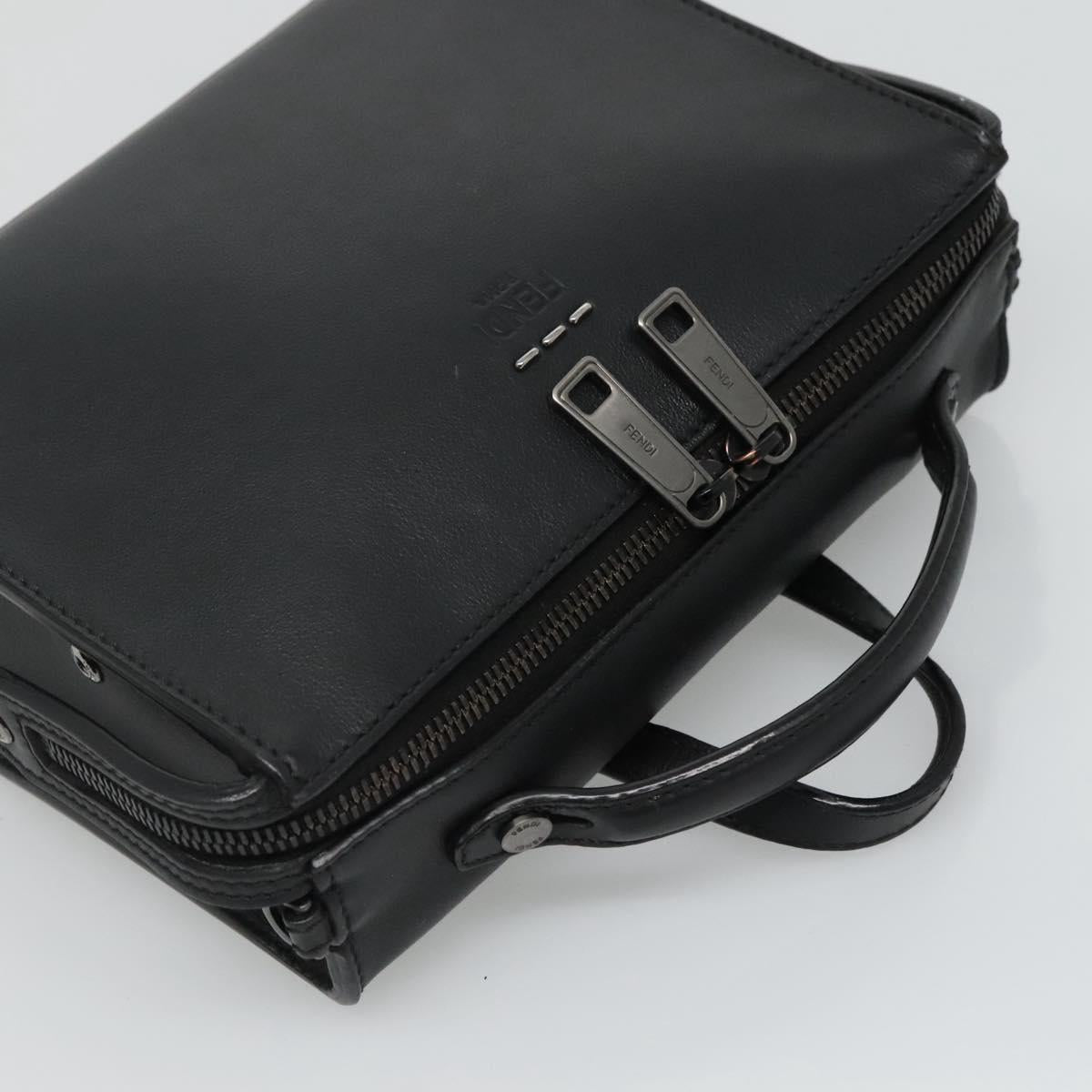 FENDI Hand Bag Leather 2way Black Auth PP274V
