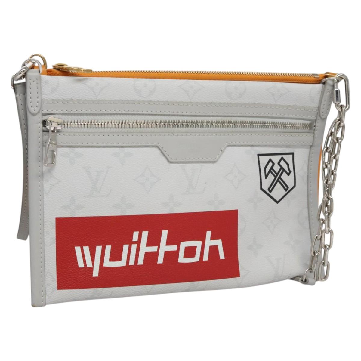 LOUIS VUITTON Monogram White Flat Mensenger Shoulder Bag Bron M44640 Auth PP291