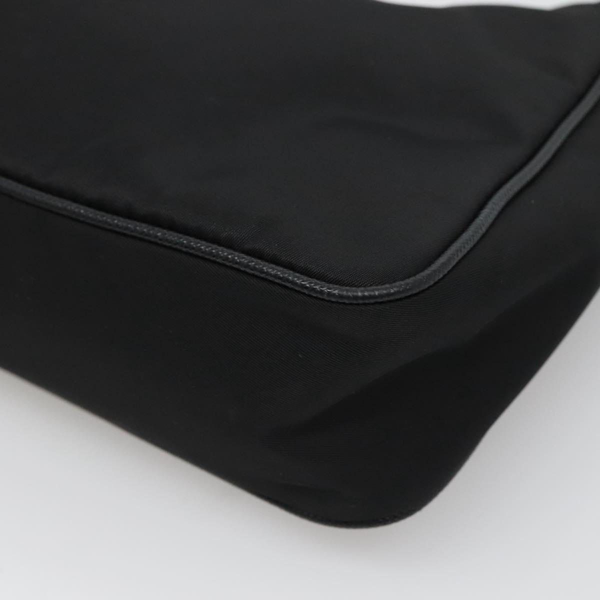 PRADA Shoulder Bag Nylon Black Silver Auth PP309