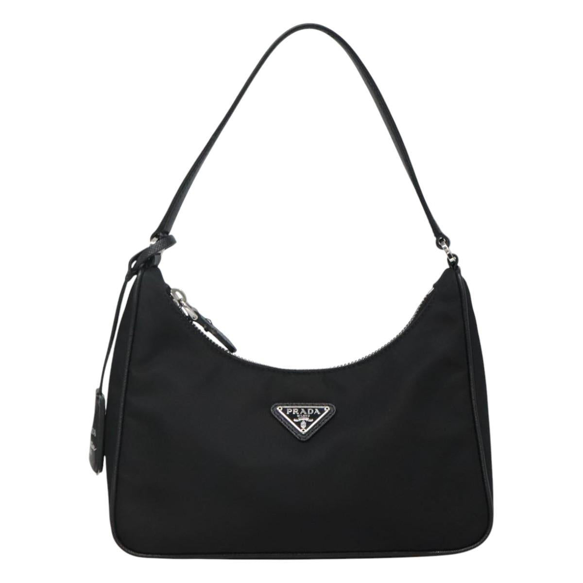 PRADA Shoulder Bag Nylon Black Silver Auth PP309