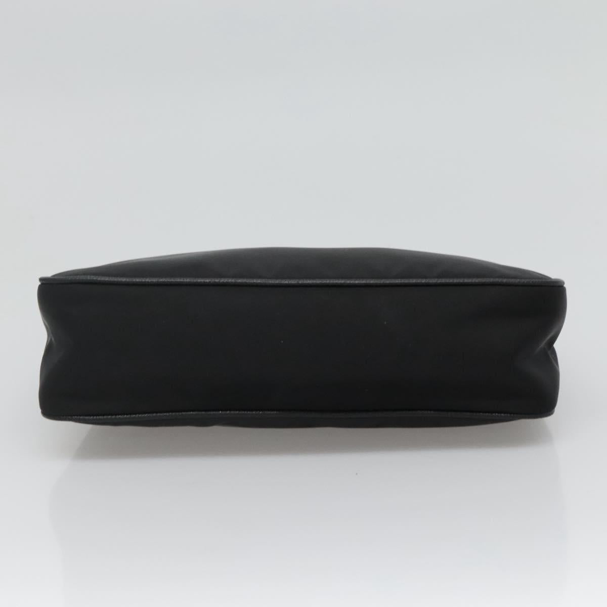 PRADA Shoulder Bag Nylon Black Silver Auth PP309