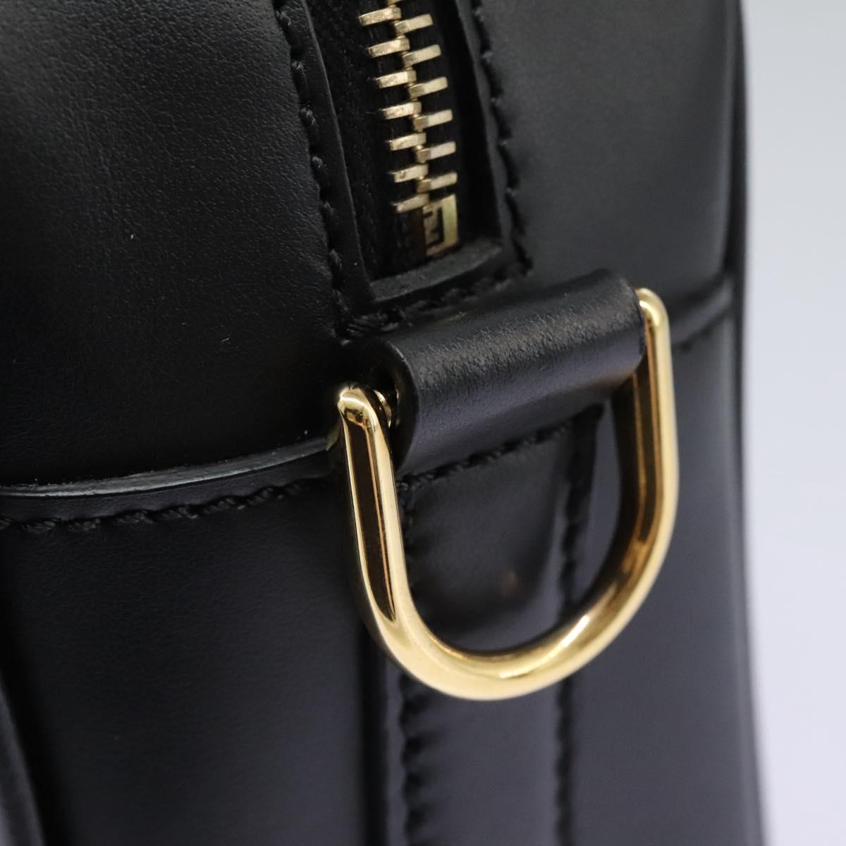 FENDI Shoulder Bag Leather Black Gold Auth PP343