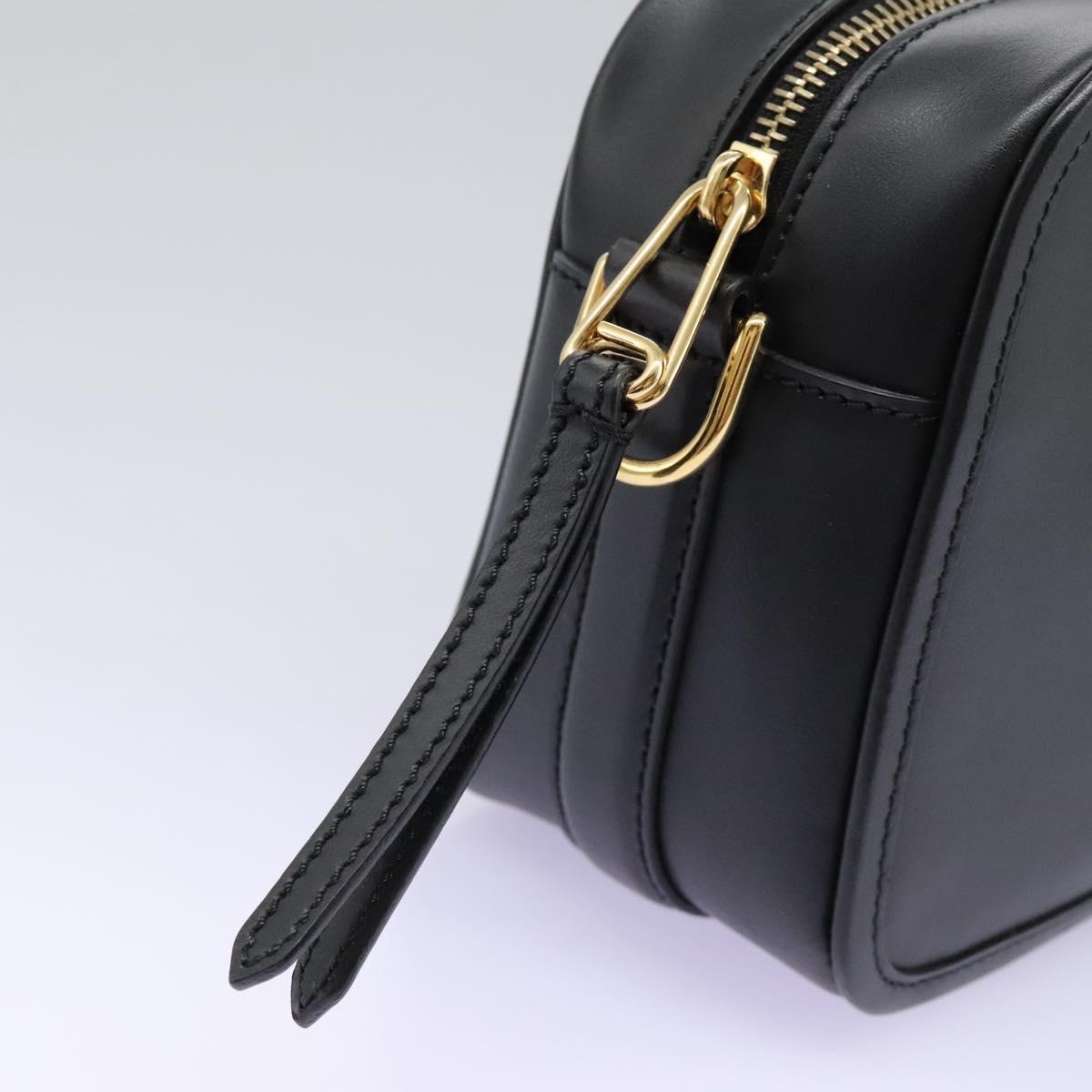 FENDI Shoulder Bag Leather Black Gold Auth PP343