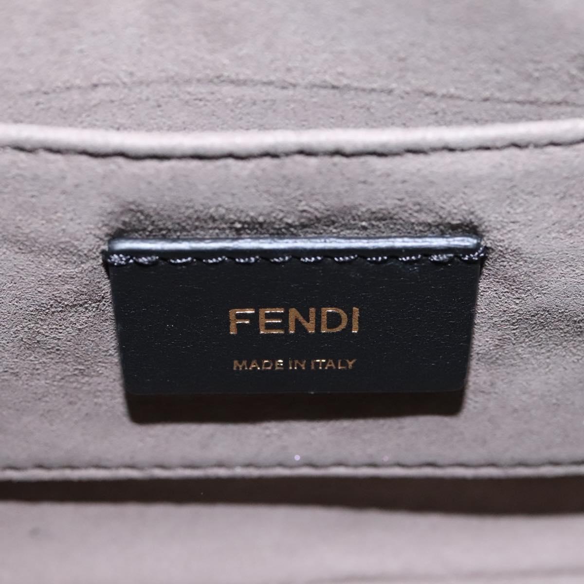 FENDI Shoulder Bag Leather Black Gold Auth PP343
